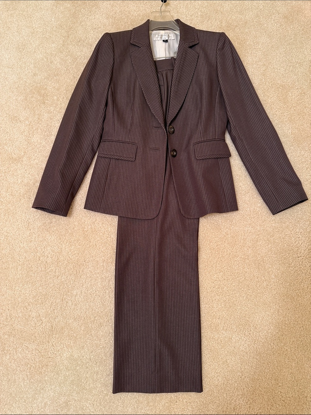 Tahari  Arthur S. Levine Brown Pinstripe Suit